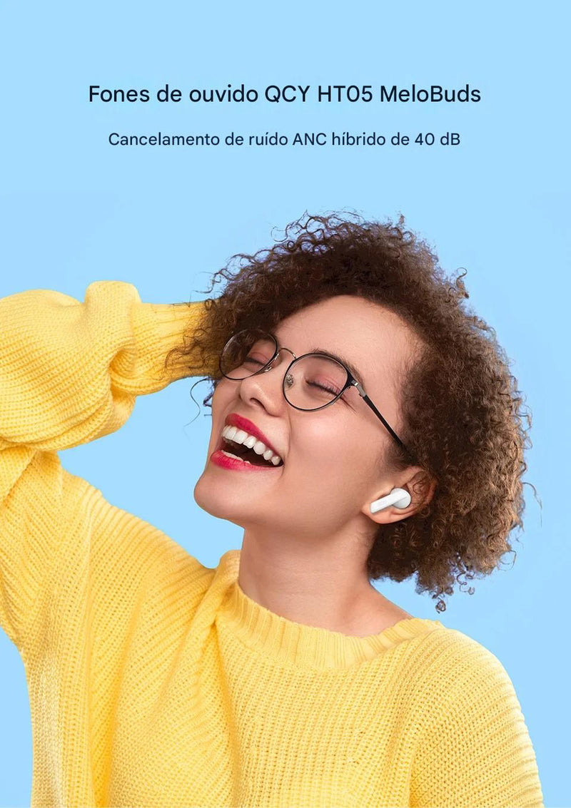 Fone de Ouvido QCY HT05 Sem Fio com Estojo Emborrachado